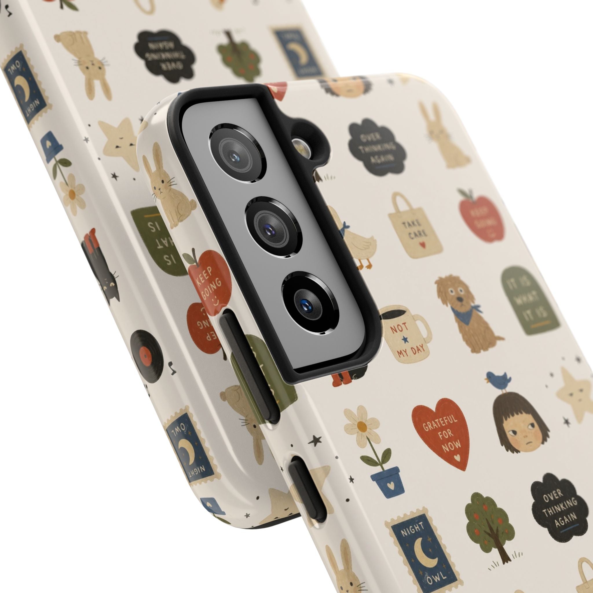 Cute Cozy Icons phone case | dogs, cats, hearts, plants, stars pattern