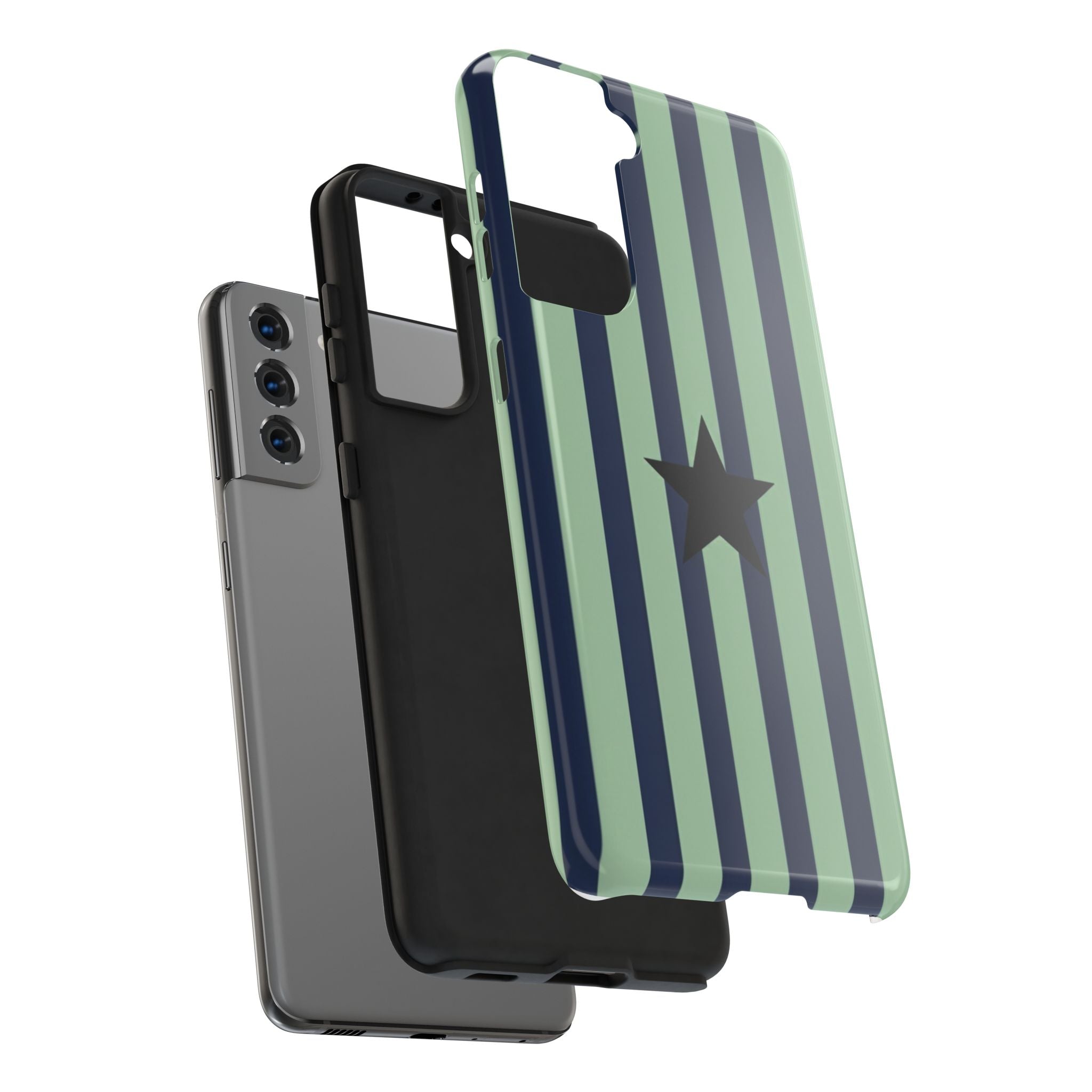 Stylish Tough Phone Cases, Durable Smartphone Covers, Trendy Tech Accessories, Unique Gifts for Teens, Striped Star Design