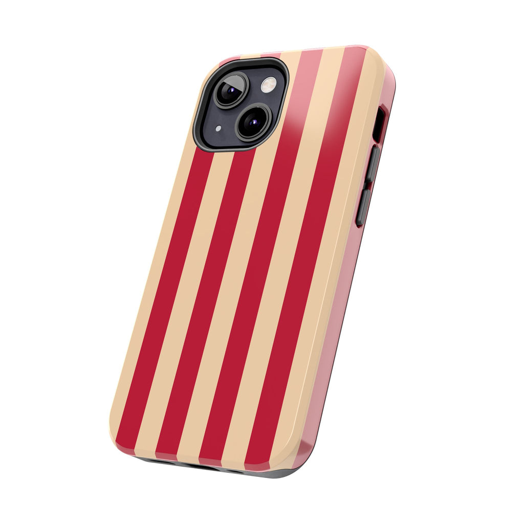 Retro Red & Cream Stripe Phone Case — Tough Protective Cover
