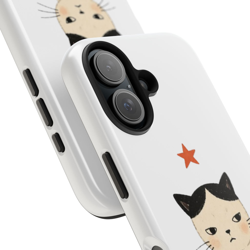 Grumpy Cat Illustration Phone Case | Cute Cat with Star Tough Case