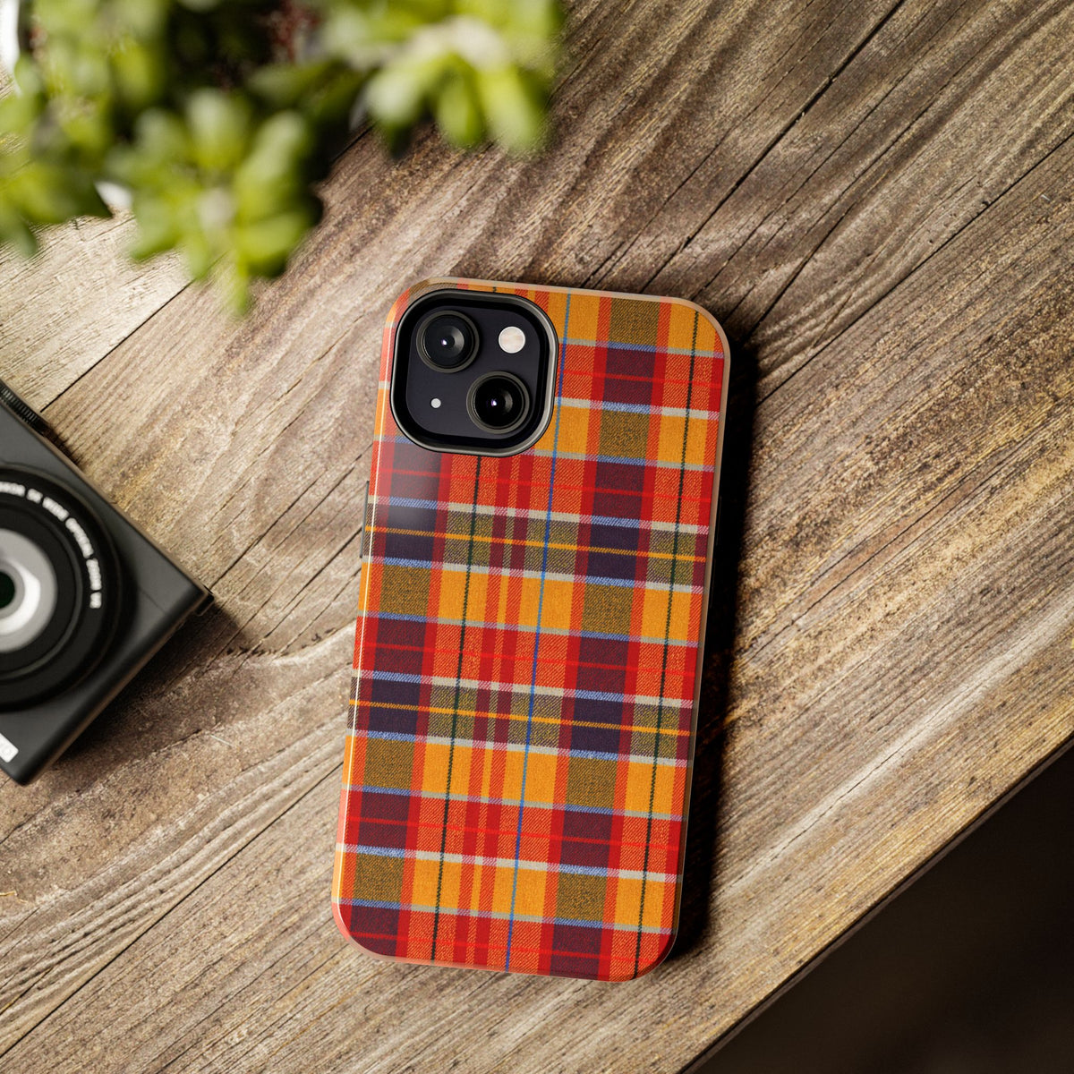 Autumn Plaid Tough Phone Case | Orange Red Yellow Plaid