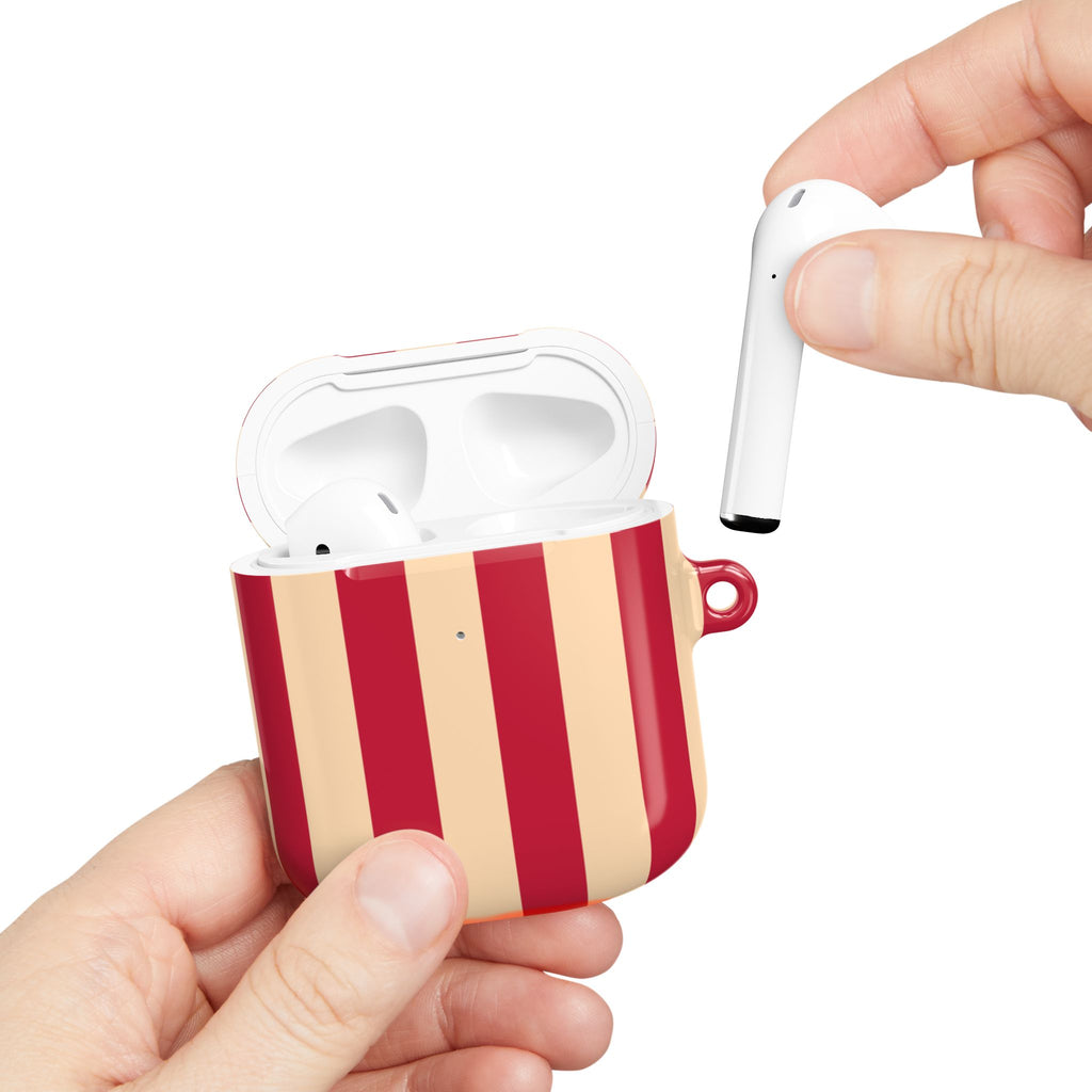 Red and Cream Stripe AirPod Case