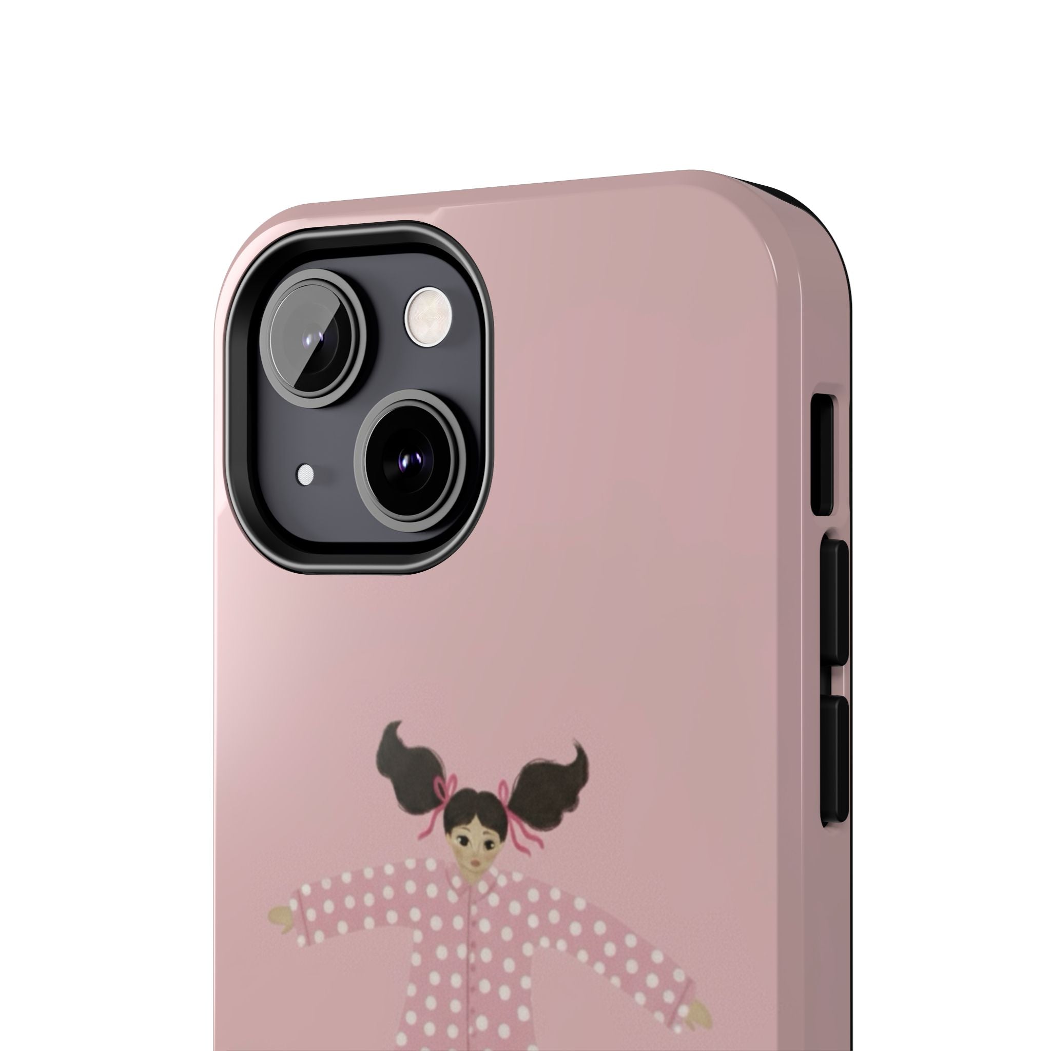 Pink Girl Drawing Tough Phone Case, Cute Protective Cover, Stylish Phone Accessories, Customizable Phone Case, Trendy Cell Phone Case