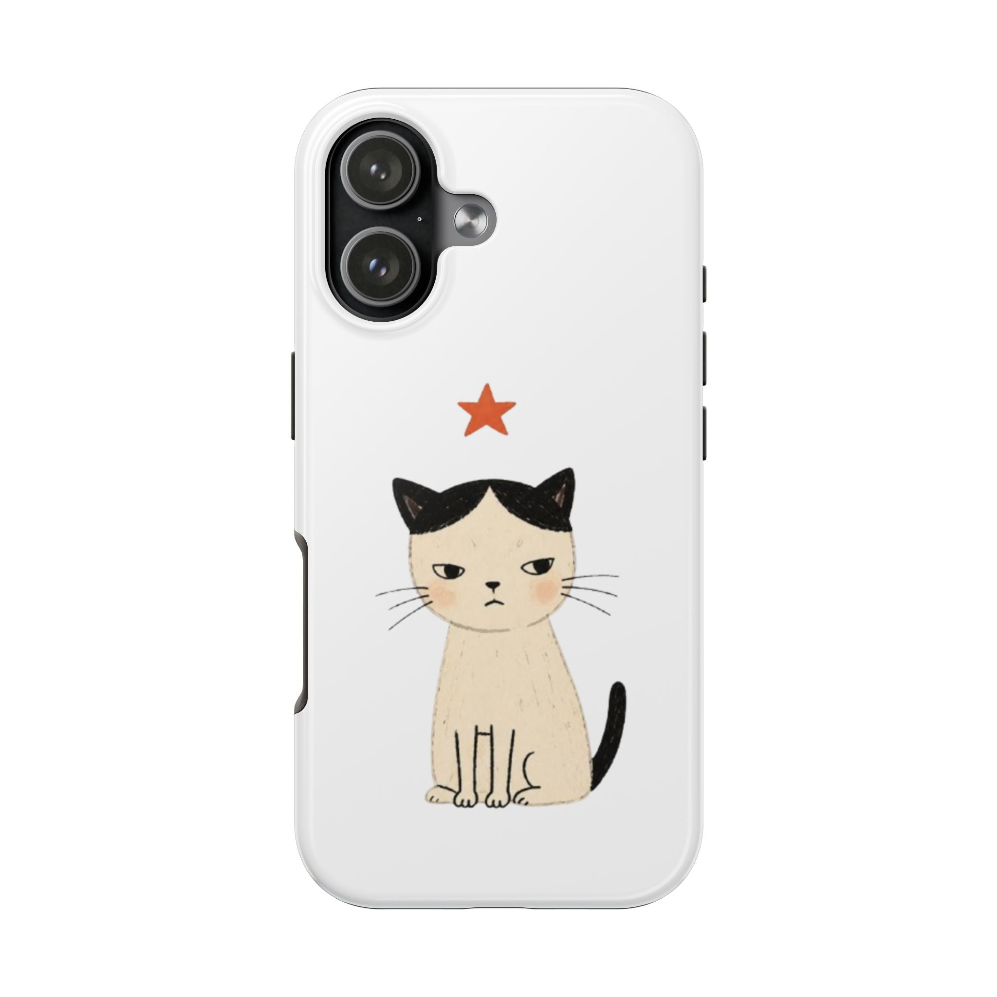 Grumpy Cat Illustration Phone Case | Cute Cat with Star Tough Case