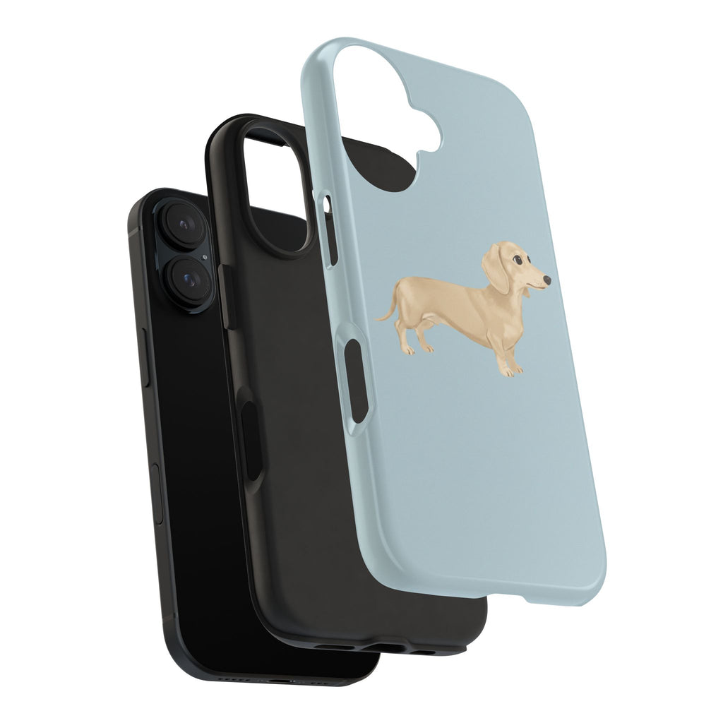 Tough Phone Cases, Dachshund Dog Blue Protective Cover, Strong Phone Shell, Rugged Device Case, Hard Smartphone Sleeve, Resilient Mobile