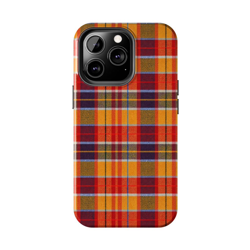 Autumn Plaid Tough Phone Case | Orange Red Yellow Plaid