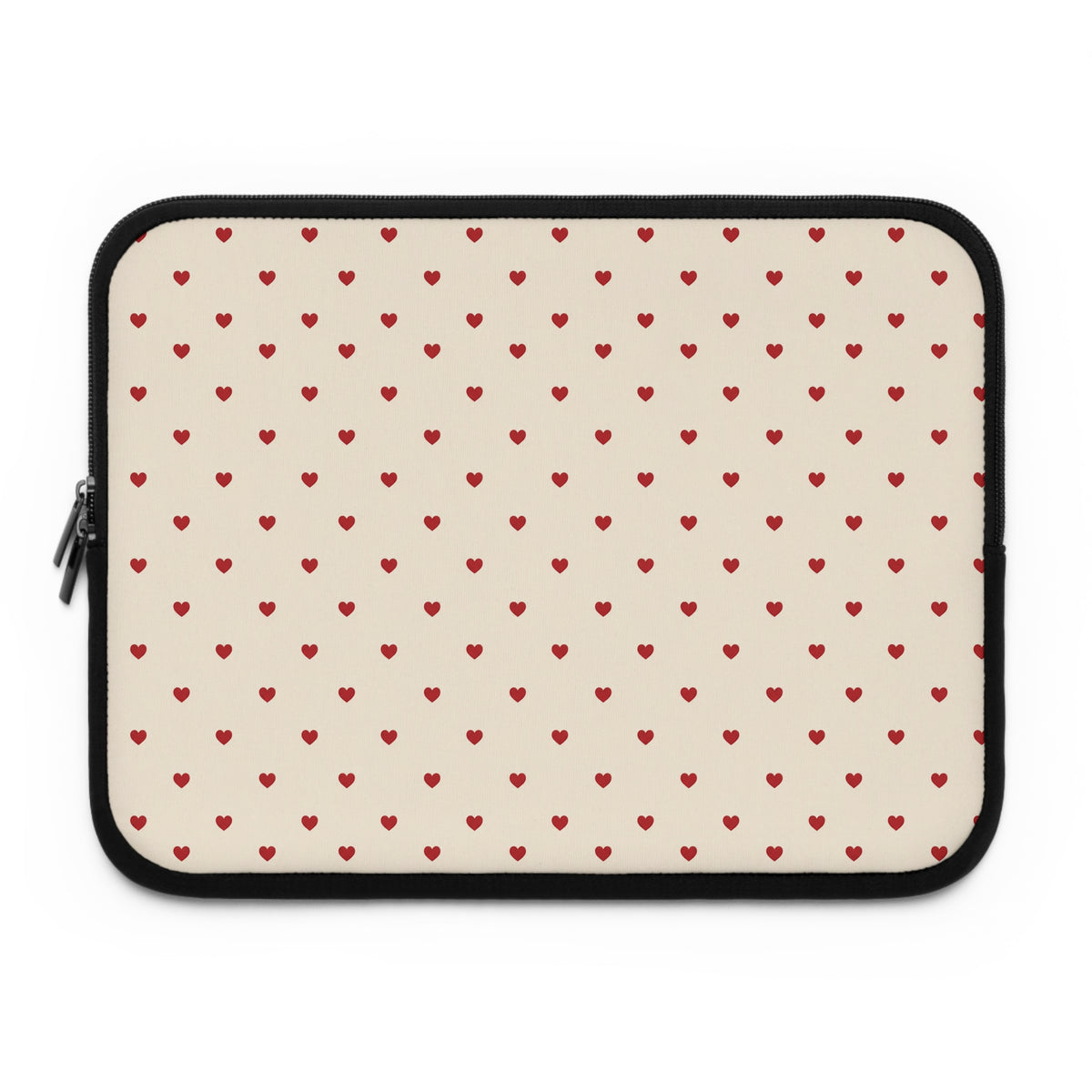 Tiny Red Hearts Laptop Sleeve | Minimal Polka Dot Pattern