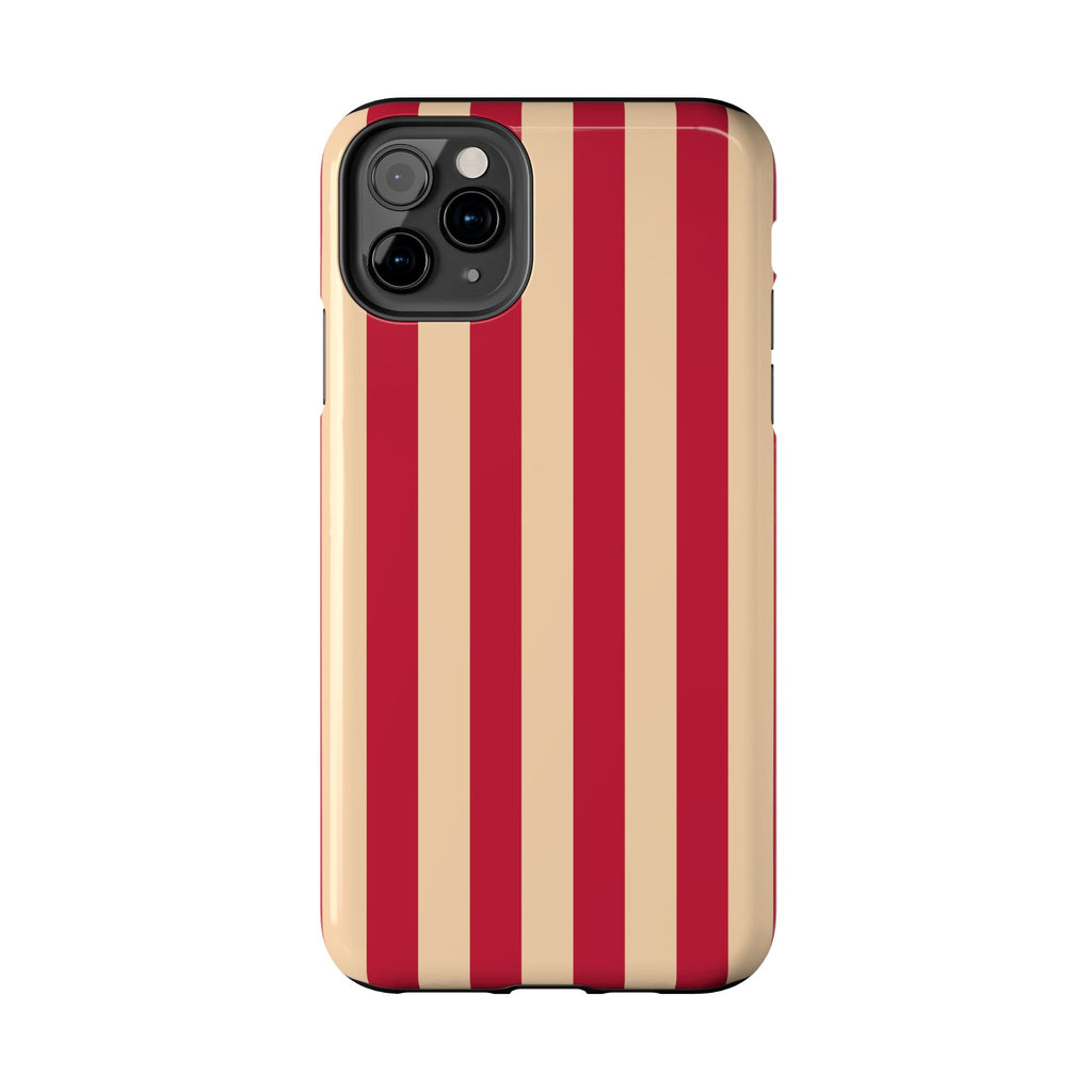 Retro Red & Cream Stripe Phone Case — Tough Protective Cover