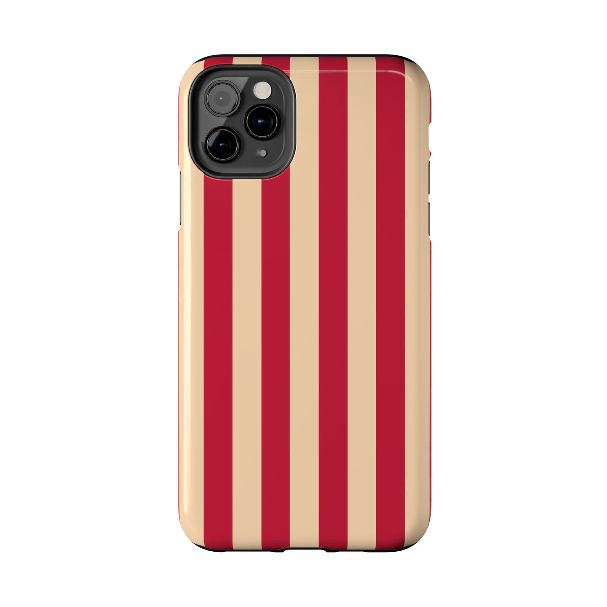 Retro Red & Cream Stripe Phone Case — Tough Protective Cover