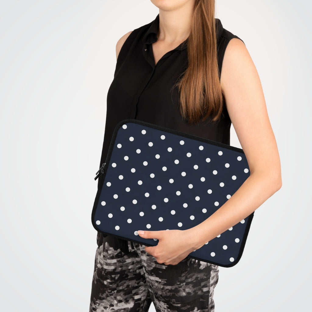 Navy Polka Dot Laptop Sleeve