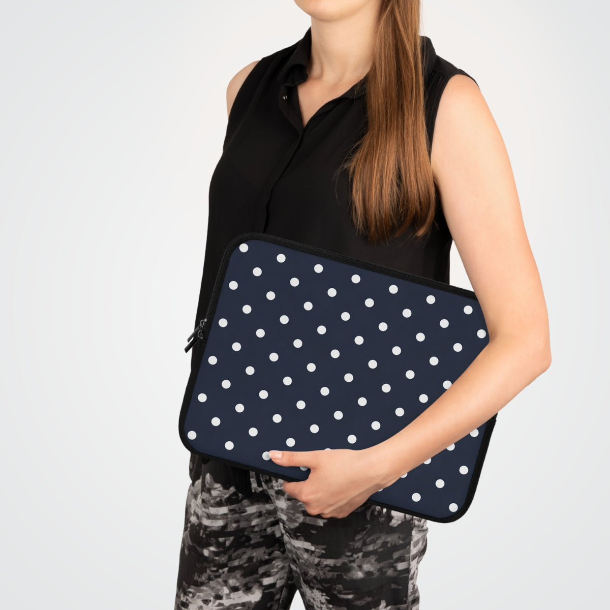 Navy Polka Dot Laptop Sleeve
