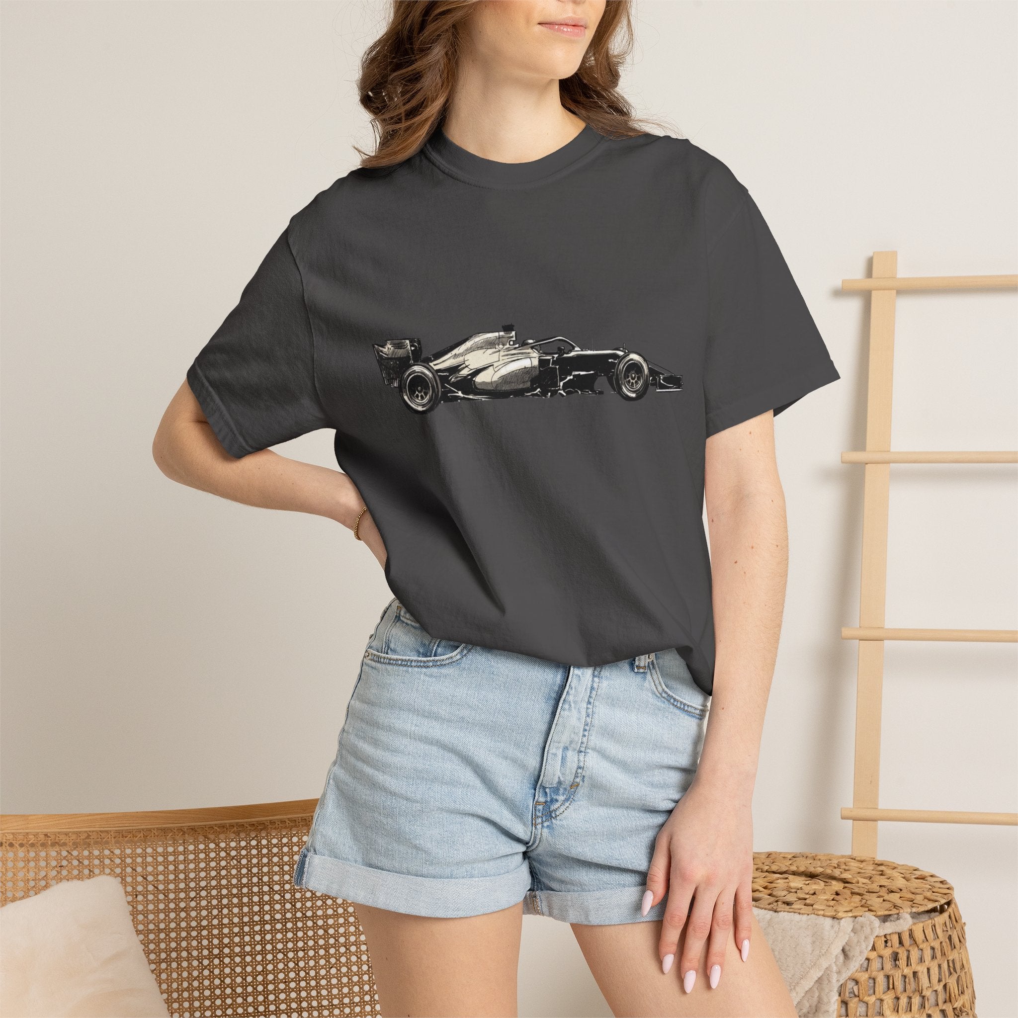 Vintage F1 Car Unisex Garment-Dyed T-shirt, Racing Tee, Motorsport Shirt, Race Car Lover Gift, Car Enthusiast Top