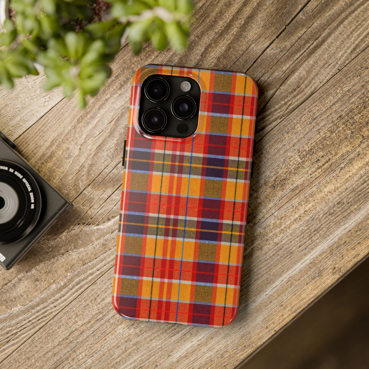 Autumn Plaid Tough Phone Case | Orange Red Yellow Plaid