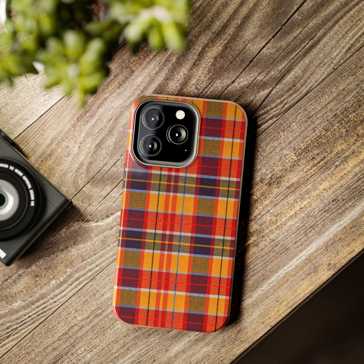 Autumn Plaid Tough Phone Case | Orange Red Yellow Plaid