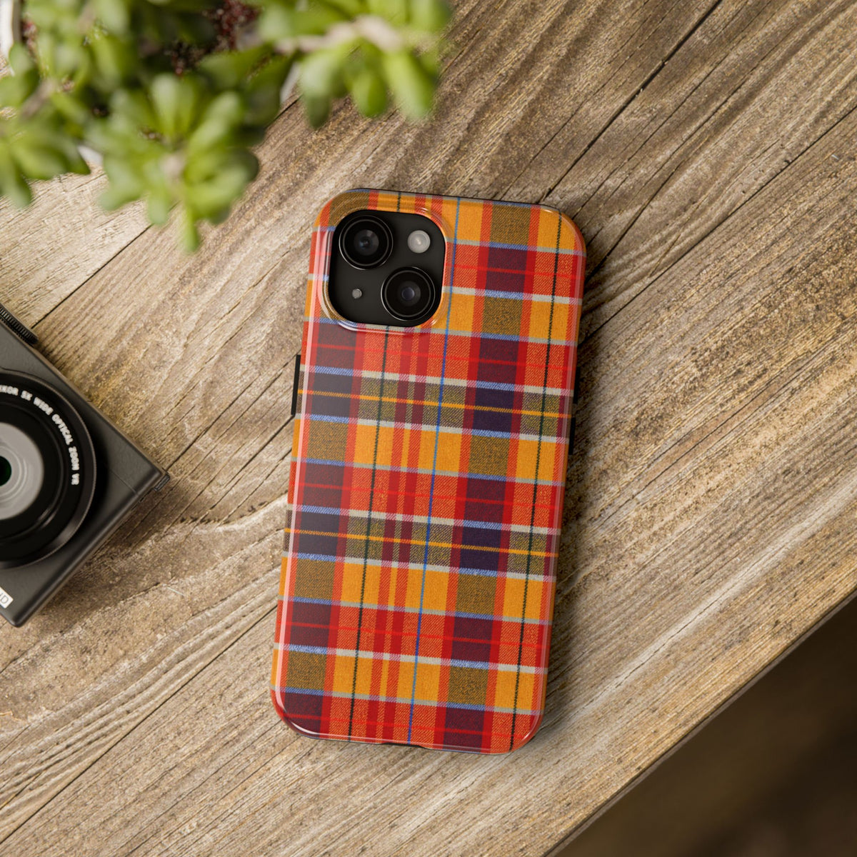 Autumn Plaid Tough Phone Case | Orange Red Yellow Plaid