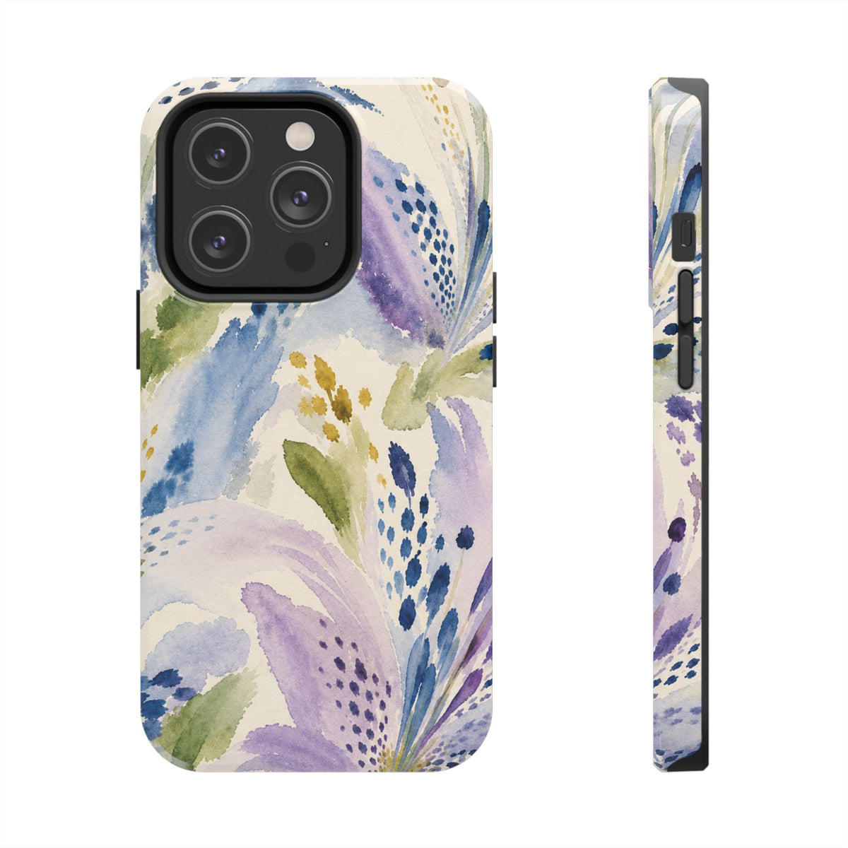 Watercolor Lavender Blue Botanical Tough Phone Case | Floral iPhone 17 Case