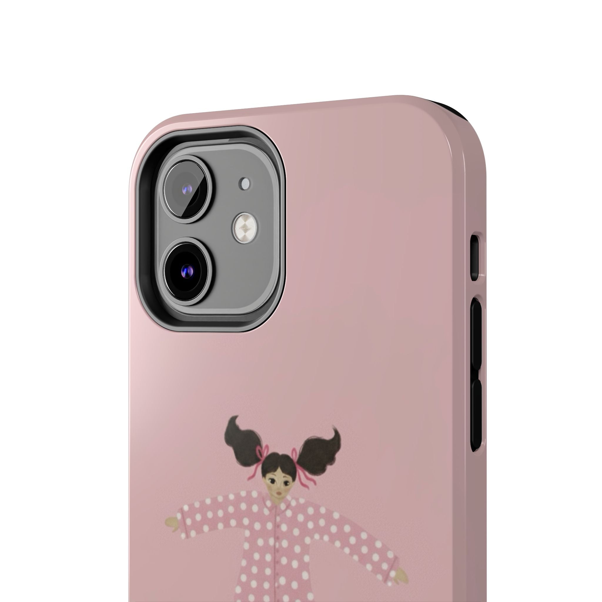 Pink Girl Drawing Tough Phone Case, Cute Protective Cover, Stylish Phone Accessories, Customizable Phone Case, Trendy Cell Phone Case