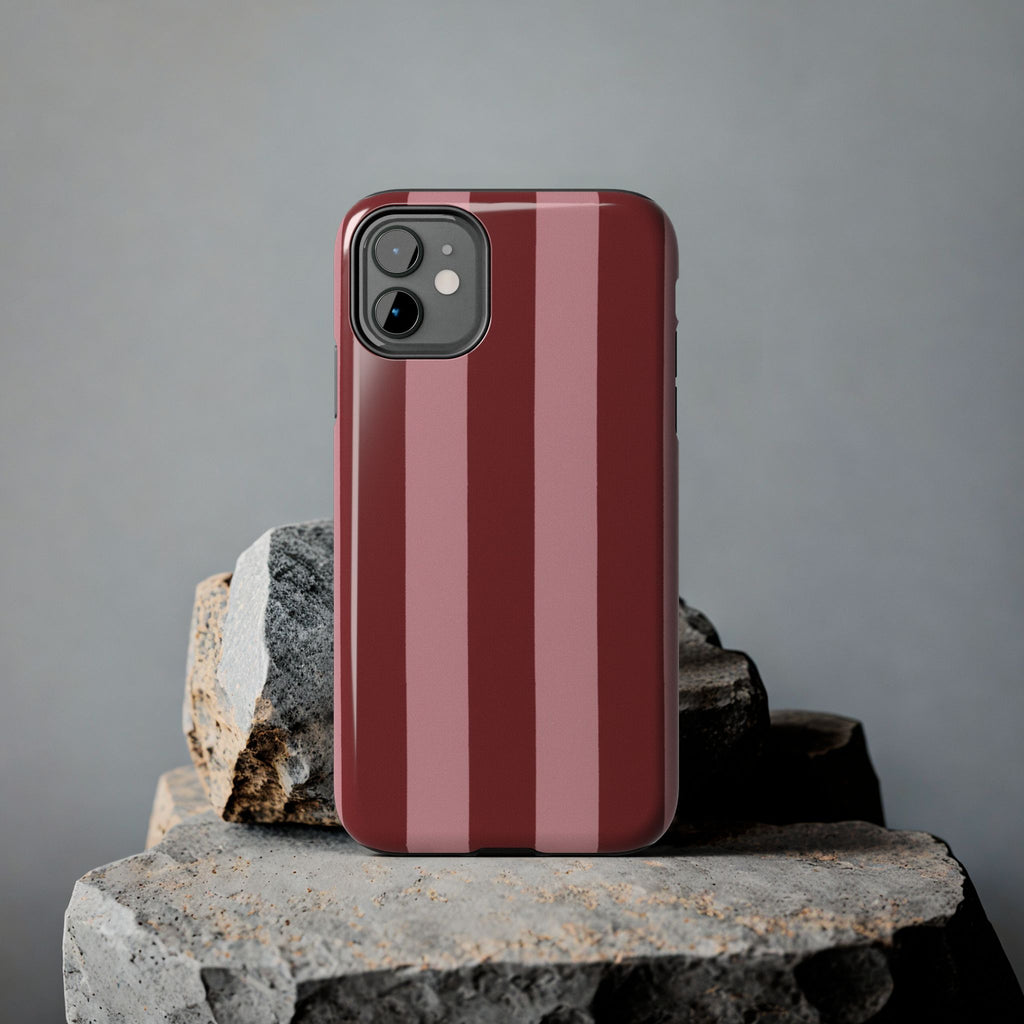 Striped Burgundy & Blush Phone Case