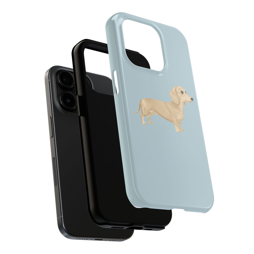 Tough Phone Cases, Dachshund Dog Blue Protective Cover, Strong Phone Shell, Rugged Device Case, Hard Smartphone Sleeve, Resilient Mobile