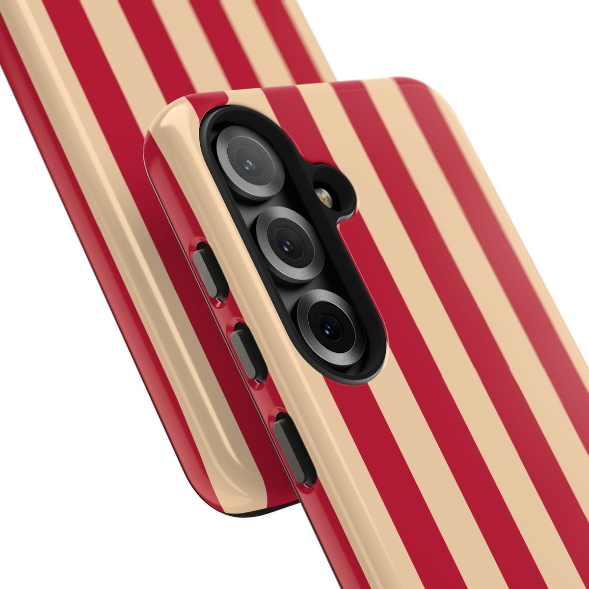 Retro Red & Cream Stripe Phone Case — Tough Protective Cover