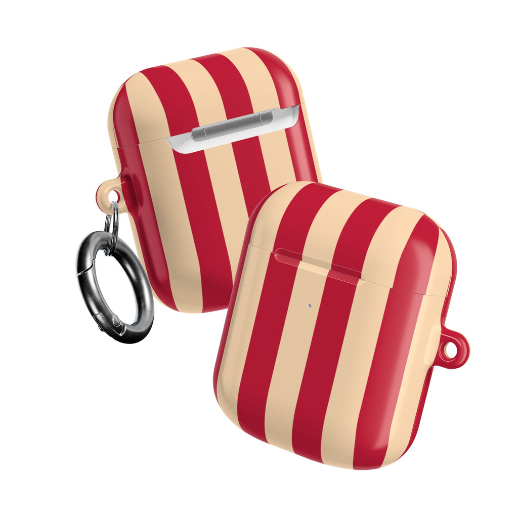 Red and Cream Stripe AirPod Case