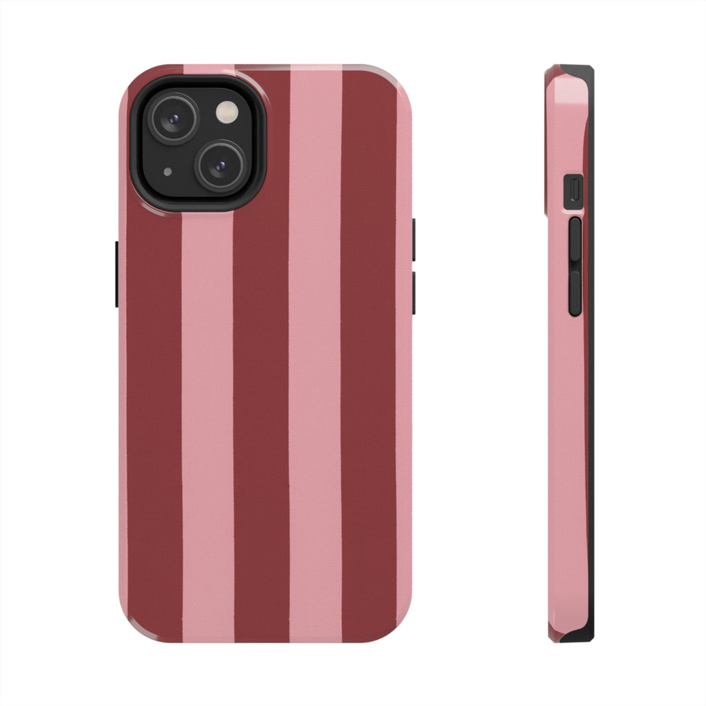 Striped Burgundy & Blush Phone Case