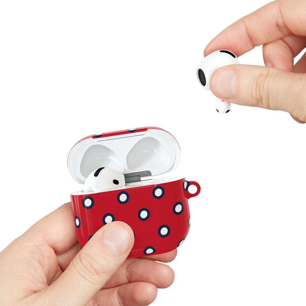 Navy Polka Dot Red AirPod Case