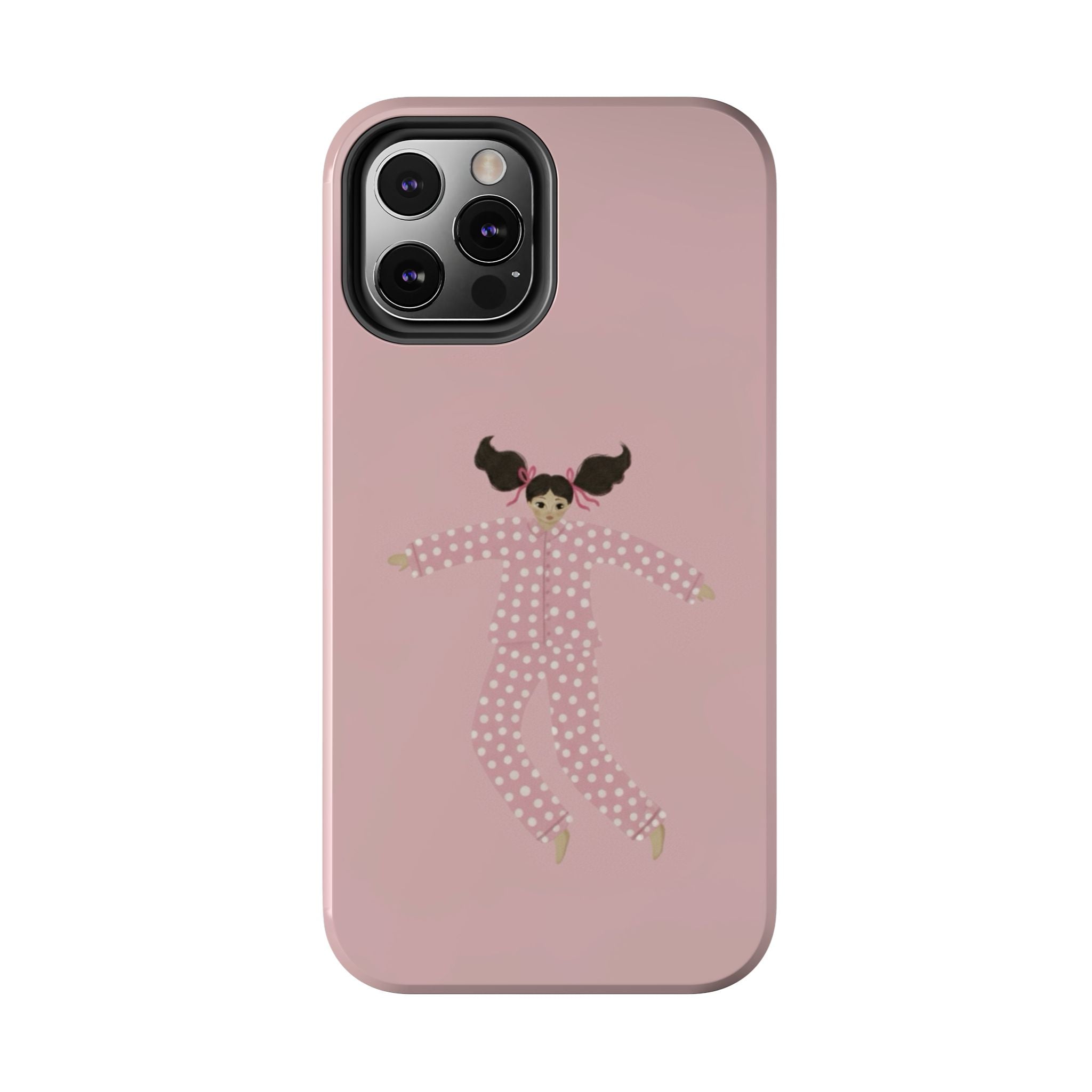 Pink Girl Drawing Tough Phone Case, Cute Protective Cover, Stylish Phone Accessories, Customizable Phone Case, Trendy Cell Phone Case