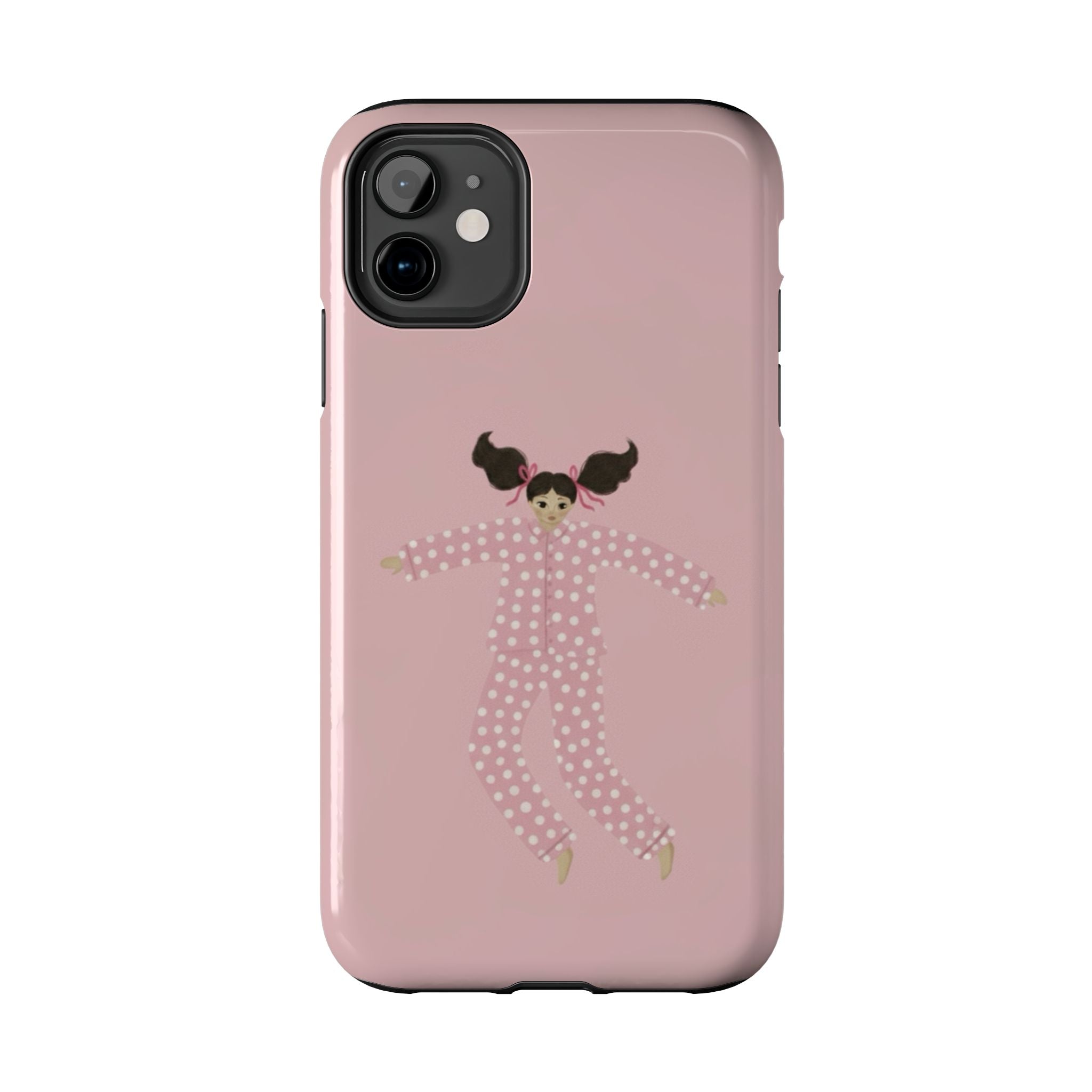 Pink Girl Drawing Tough Phone Case, Cute Protective Cover, Stylish Phone Accessories, Customizable Phone Case, Trendy Cell Phone Case