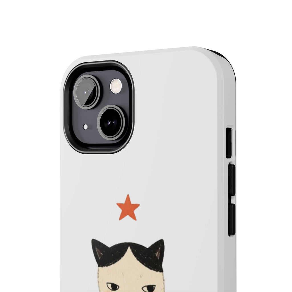 Grumpy Cat Illustration Phone Case | Cute Cat with Star Tough Case