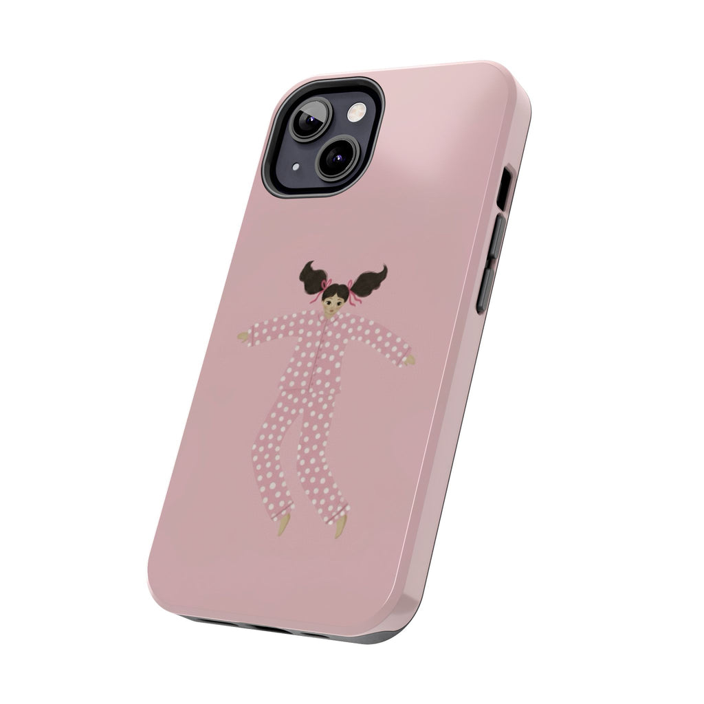 Pink Girl Drawing Tough Phone Case, Cute Protective Cover, Stylish Phone Accessories, Customizable Phone Case, Trendy Cell Phone Case