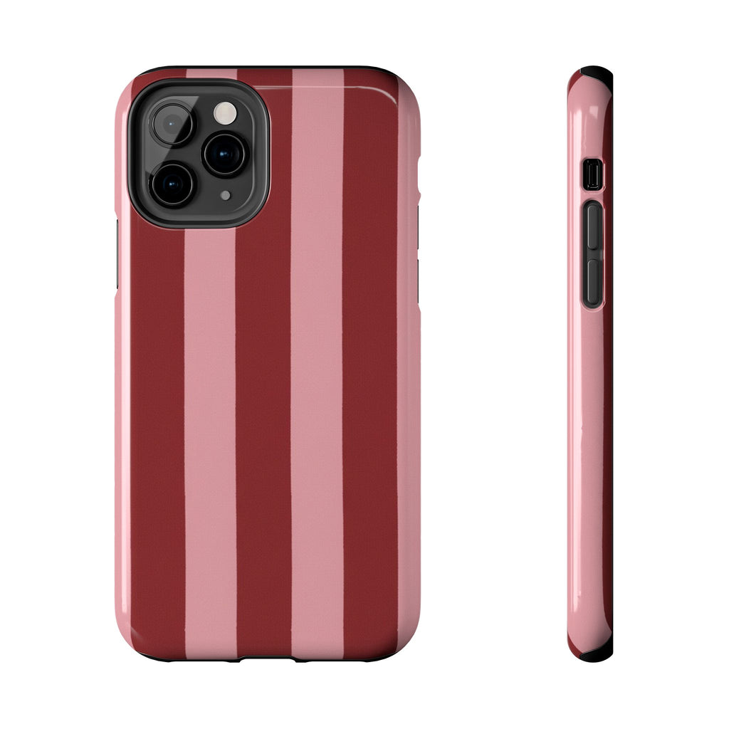 Striped Burgundy & Blush Phone Case