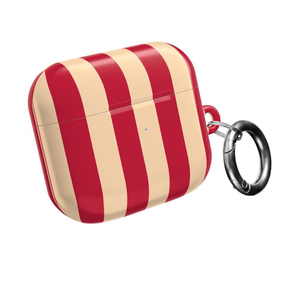 Red and Cream Stripe AirPod Case