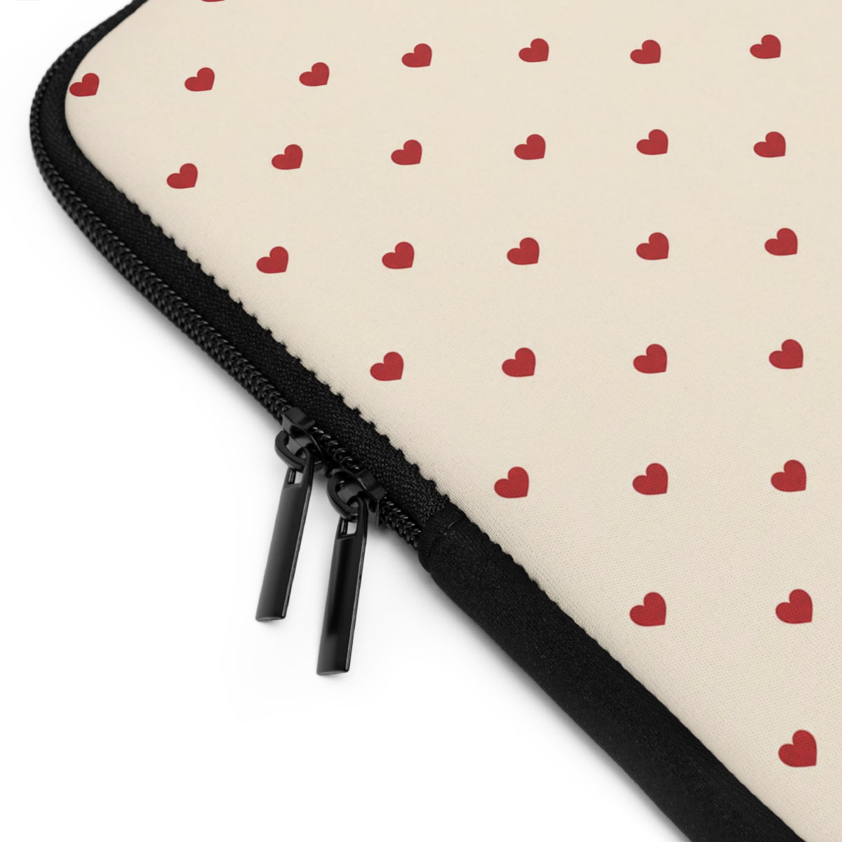 Tiny Red Hearts Laptop Sleeve | Minimal Polka Dot Pattern