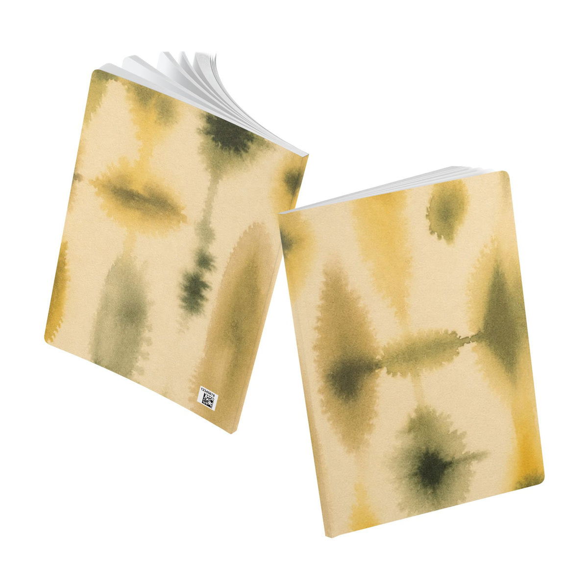 Watercolor Olive Abstract Softcover Journal — Perforated 100/200-Page Travelers & Composition Notebook