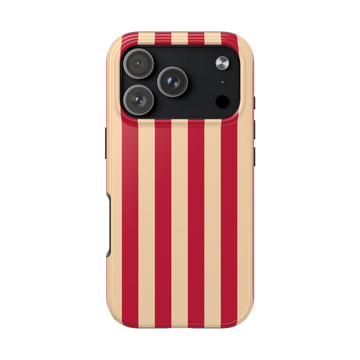 Retro Red & Cream Stripe Phone Case — Tough Protective Cover