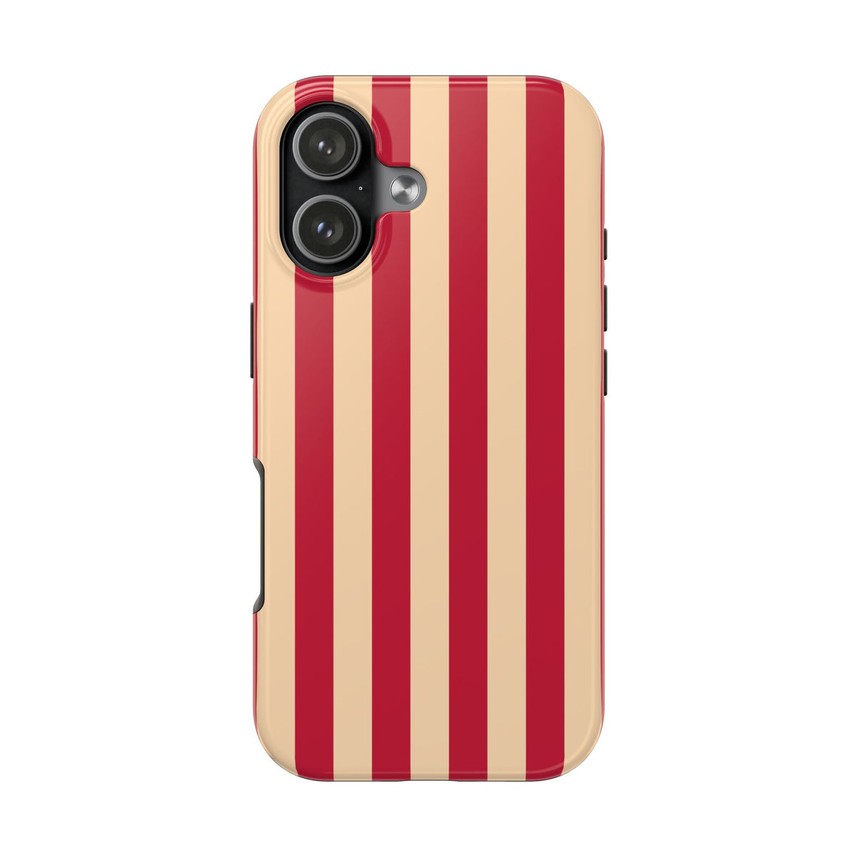 Retro Red & Cream Stripe Phone Case — Tough Protective Cover