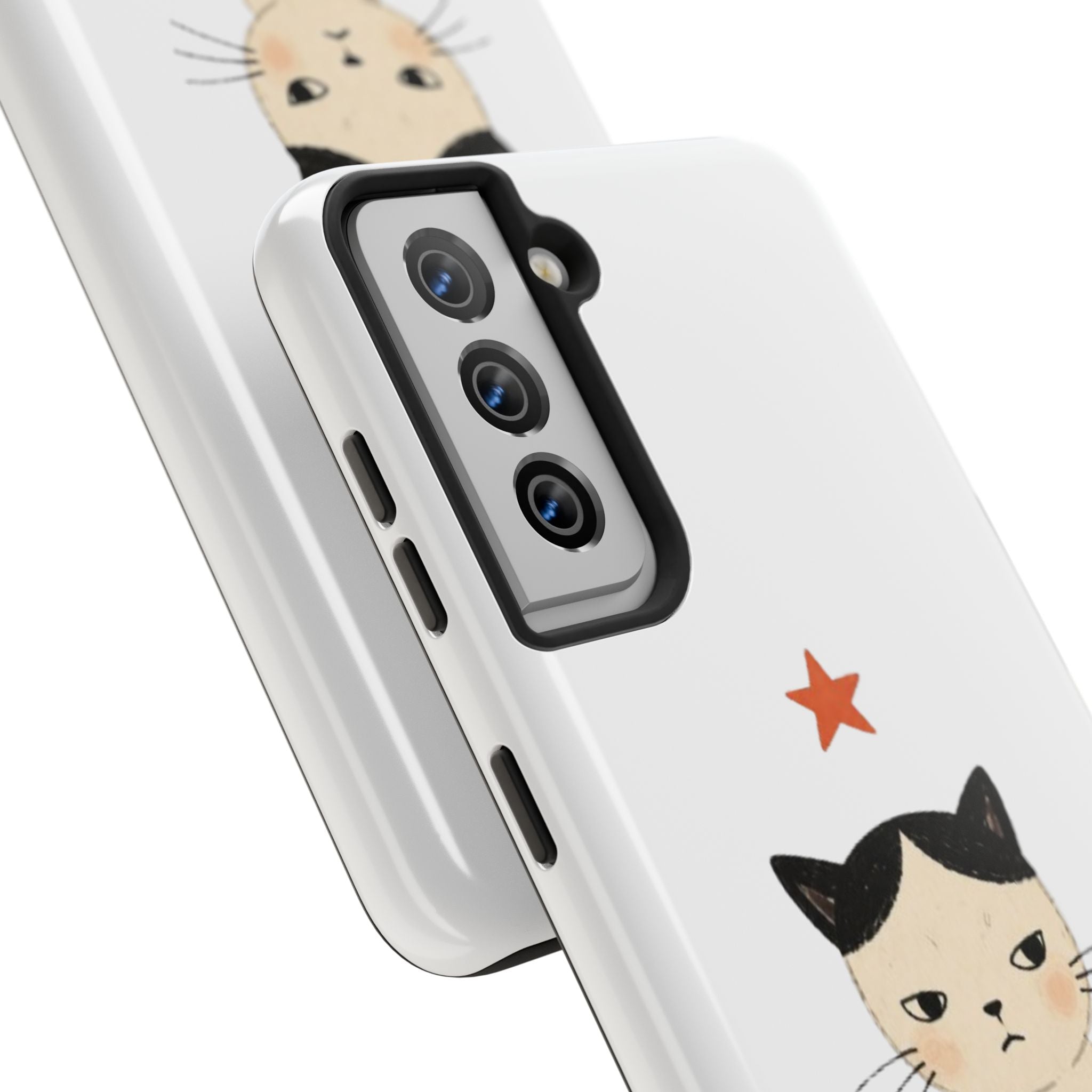 Grumpy Cat Illustration Phone Case | Cute Cat with Star Tough Case