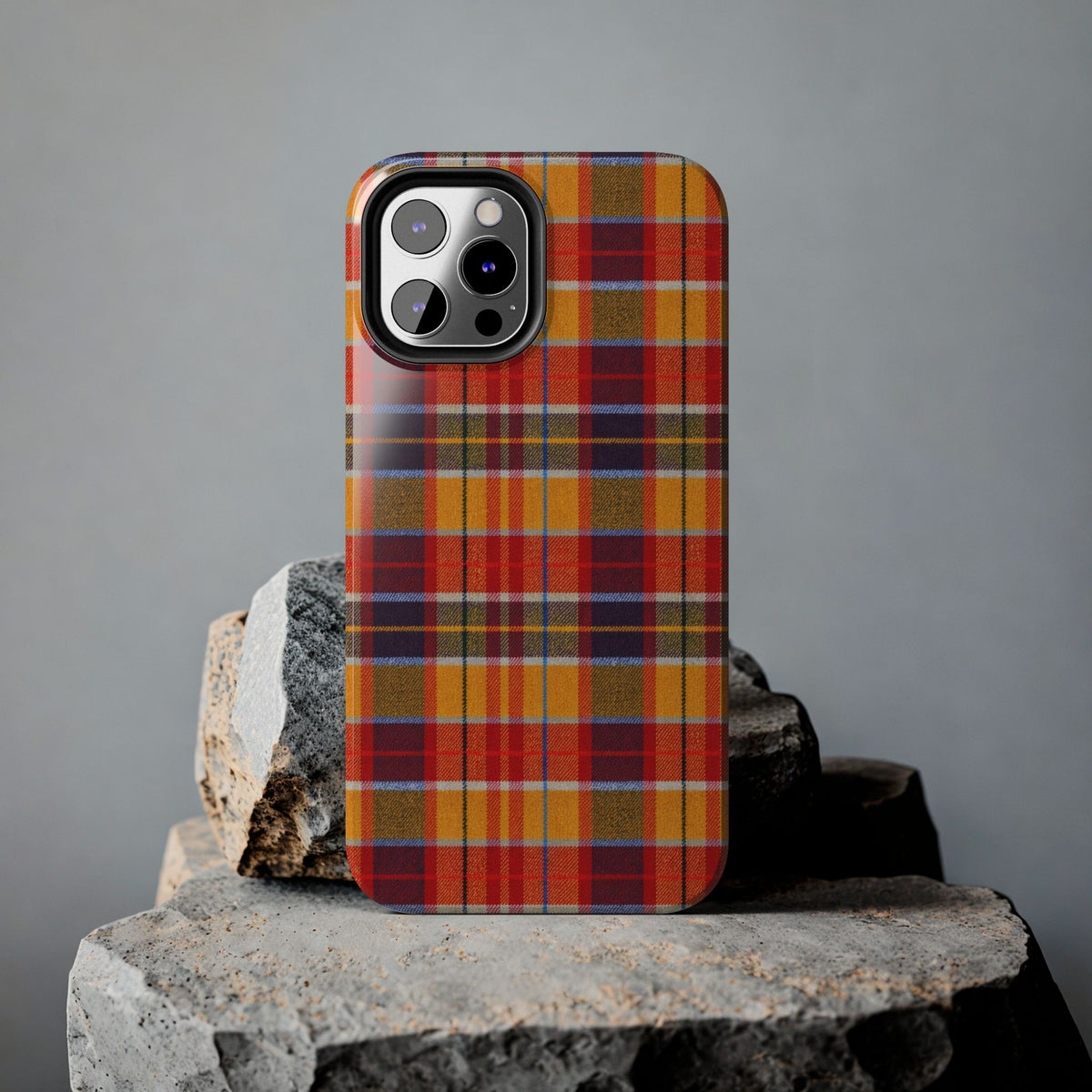Autumn Plaid Tough Phone Case | Orange Red Yellow Plaid