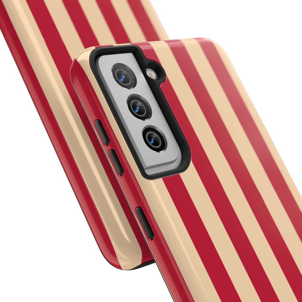 Retro Red & Cream Stripe Phone Case — Tough Protective Cover