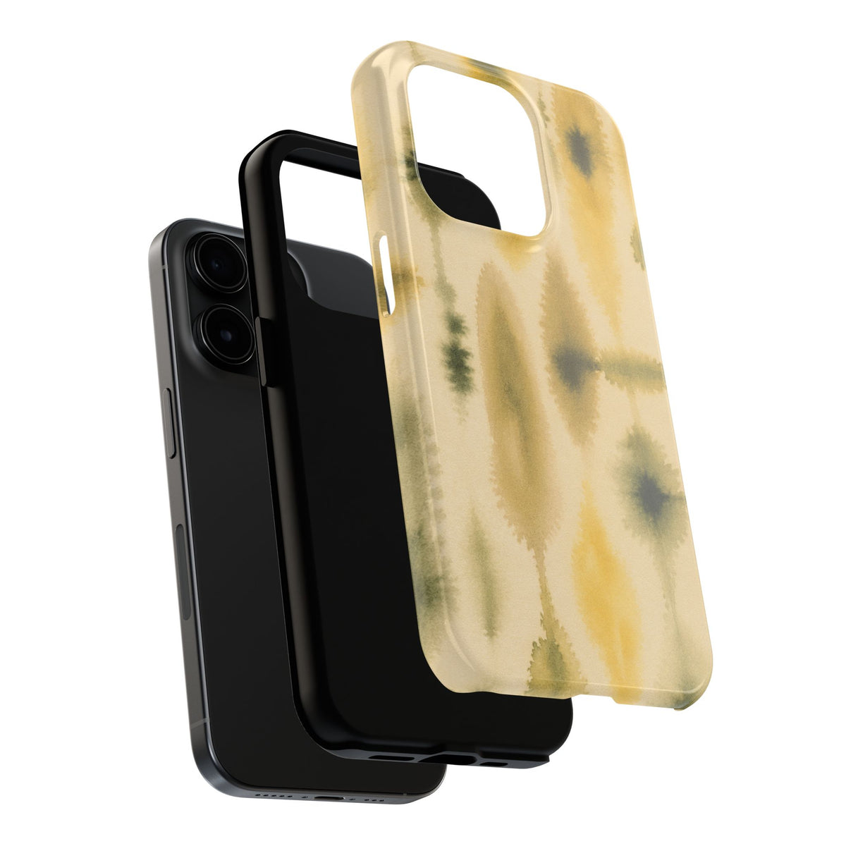 Watercolor Trees Phone Case | Abstract Forest Pattern, Olive & Mustard