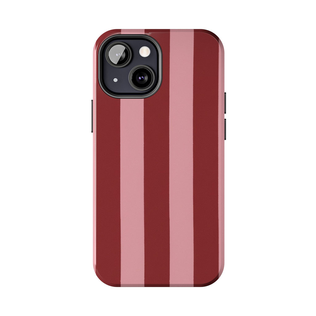 Striped Tough Phone Cases, Pink Red Cool Accessories, Protective Phone Covers, Trendy Mobile Cases, Stylish Device Protectors