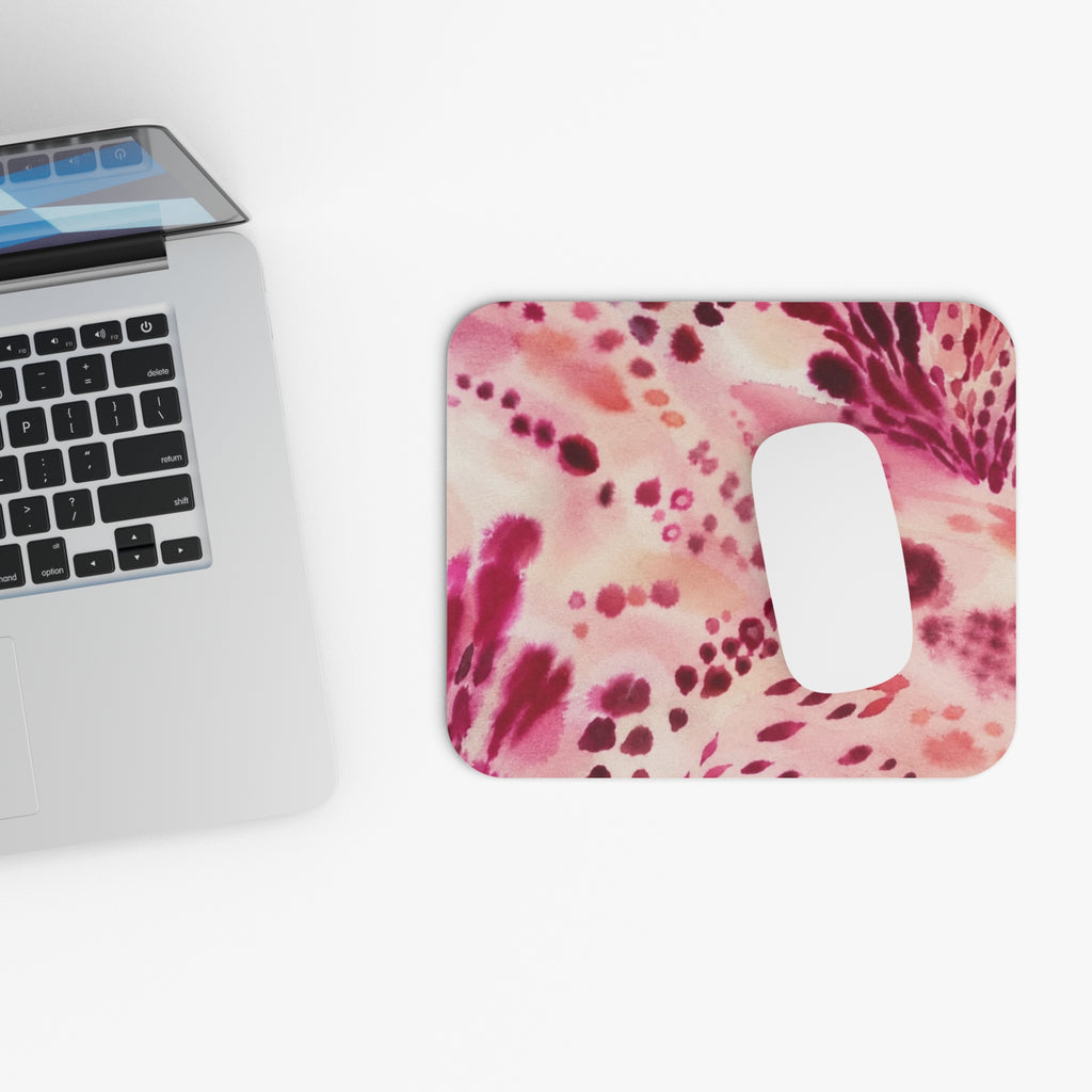 Pink Watercolor Abstract Mouse Pad | Floral Ink Spot Desk Mat