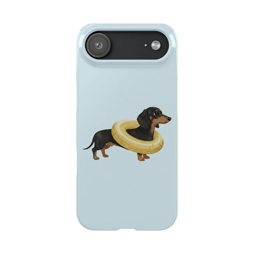 Dachshund Floatie Slim Phone Case — Cute Sausage Dog Summer Phone Cover