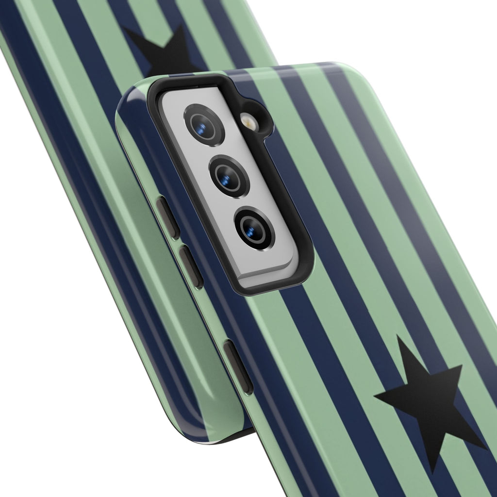 Stylish Tough Phone Cases, Durable Smartphone Covers, Trendy Tech Accessories, Unique Gifts for Teens, Striped Star Design