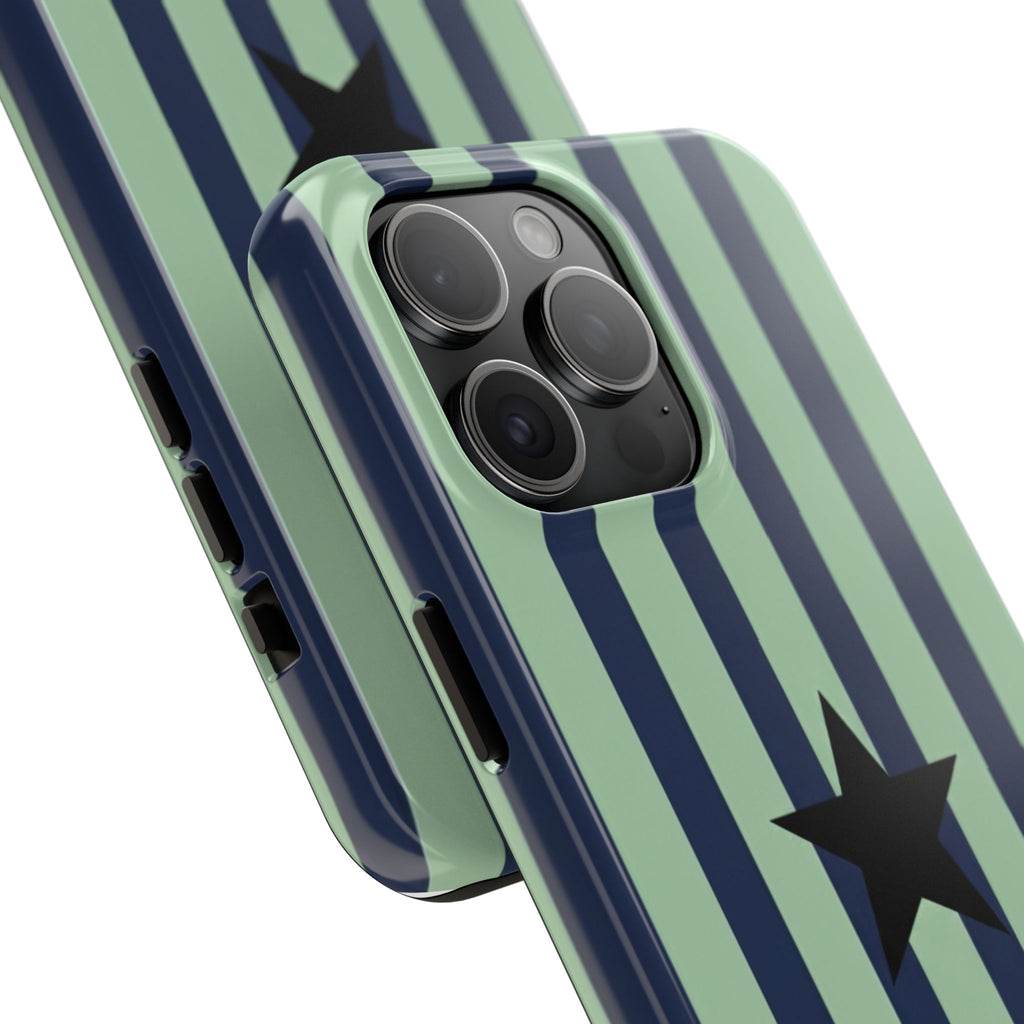 Stylish Tough Phone Cases, Durable Smartphone Covers, Trendy Tech Accessories, Unique Gifts for Teens, Striped Star Design