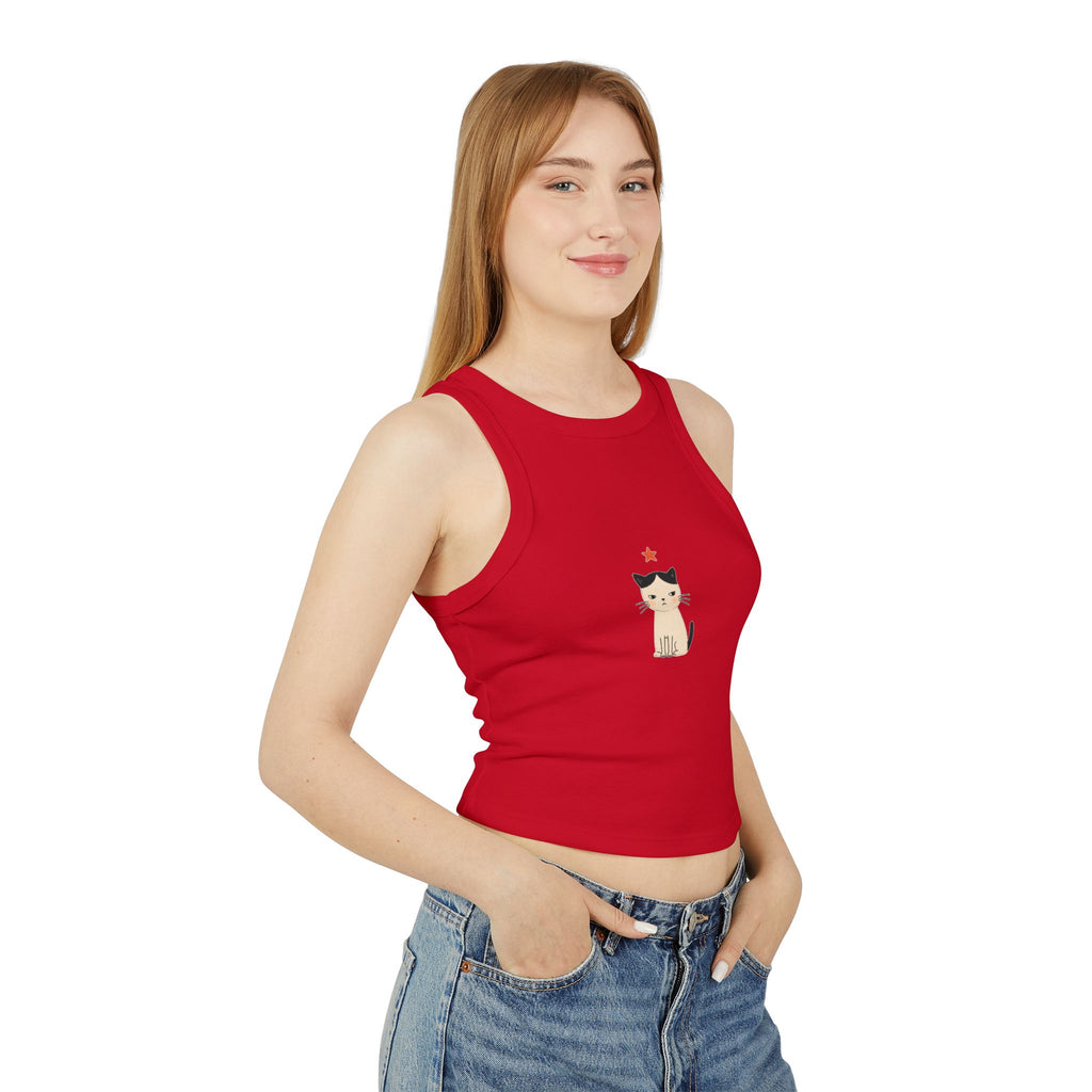 Siamese Cat with Star tank top | Racerback Crop Top, Cute Kitten Illustration
