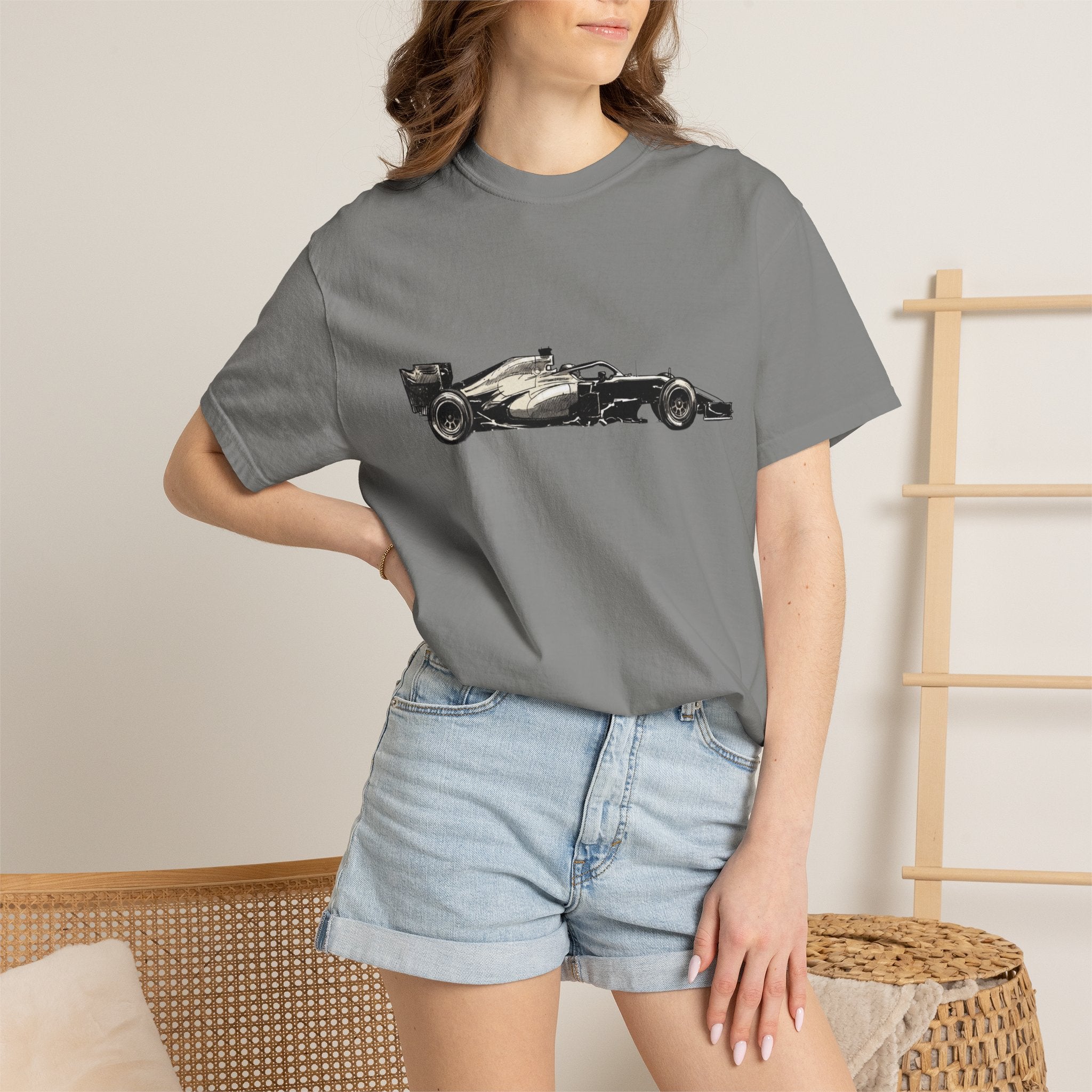Vintage F1 Car Unisex Garment-Dyed T-shirt, Racing Tee, Motorsport Shirt, Race Car Lover Gift, Car Enthusiast Top