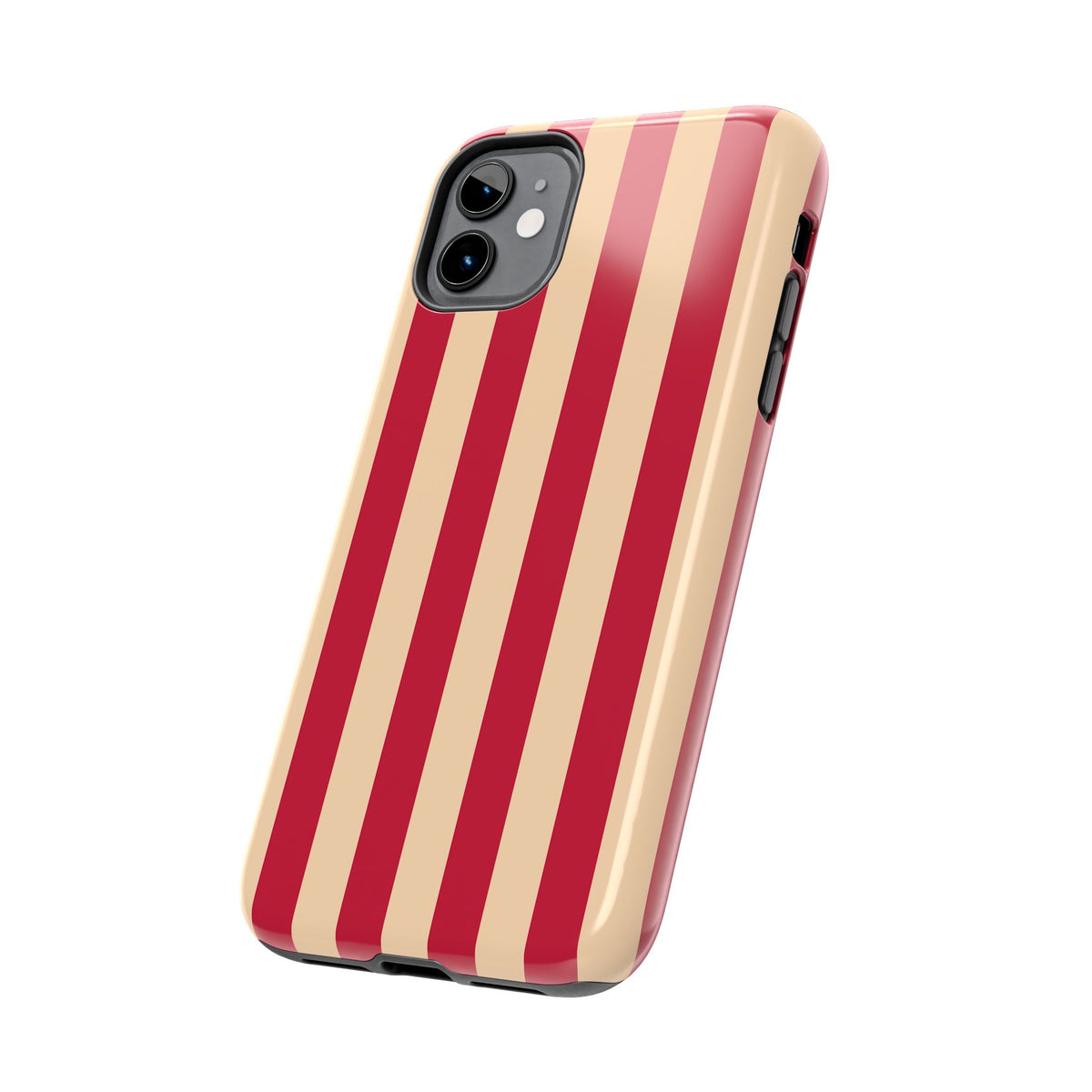 Retro Red & Cream Stripe Phone Case — Tough Protective Cover