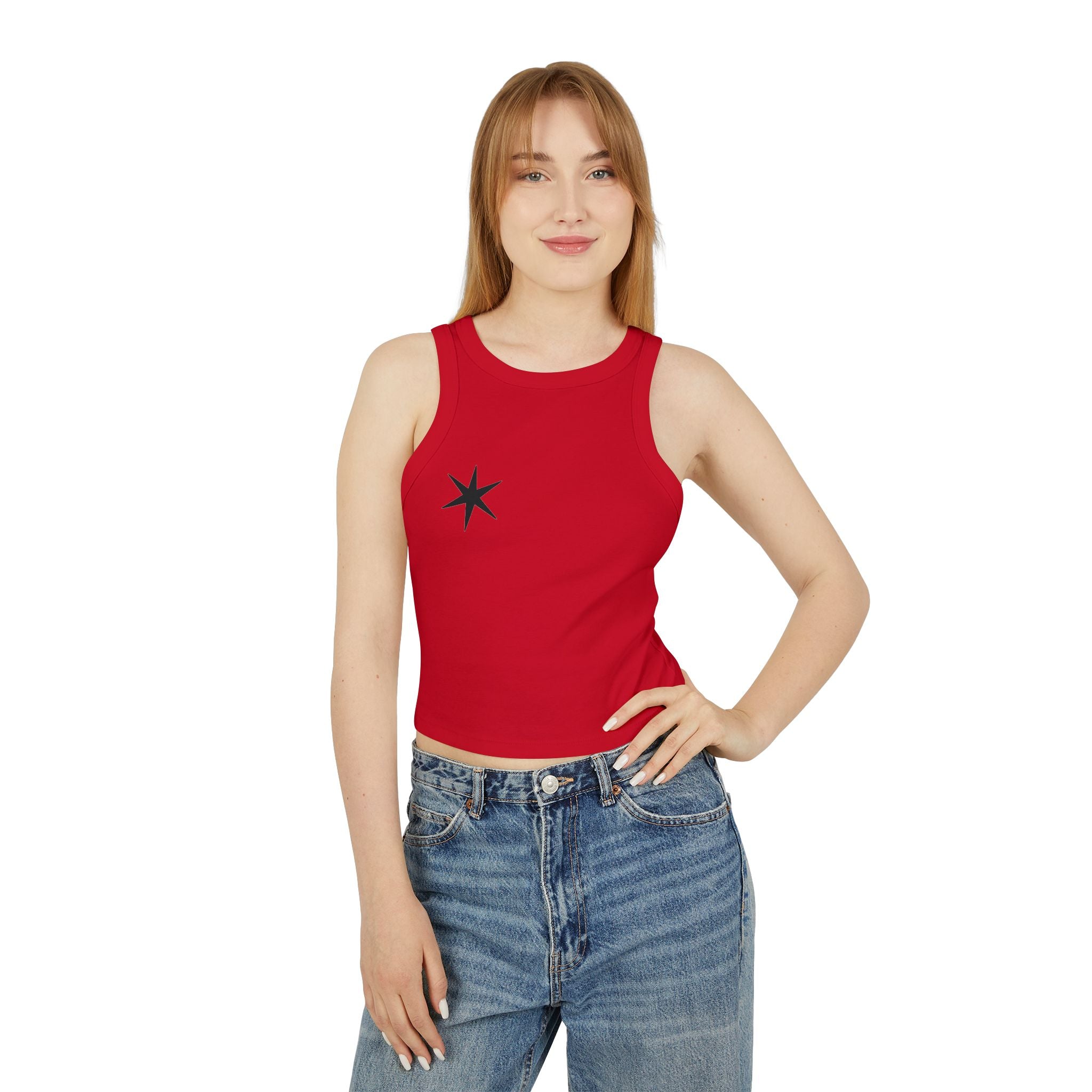 Black Nautical Star tank top | women's racerback crop